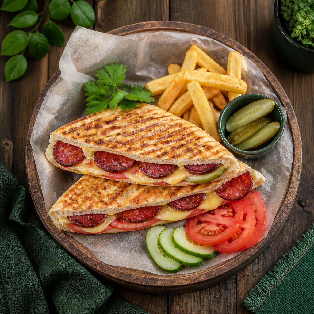 Sucuklu Kaşarlı Bazlama Tost